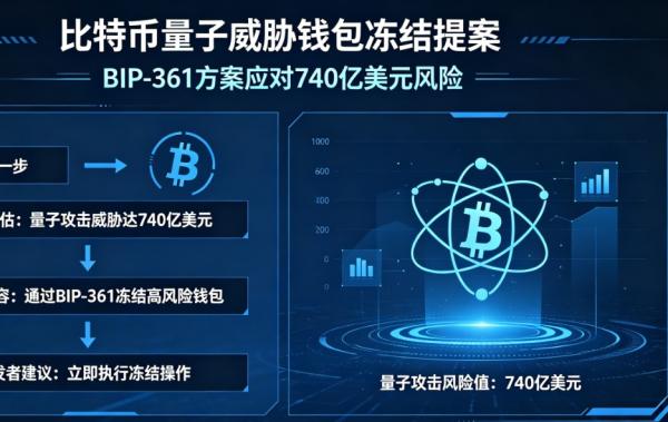 比特币开发者建议通过 BIP-361 冻结量子威胁钱包，因为风险已高达 740 亿美元。